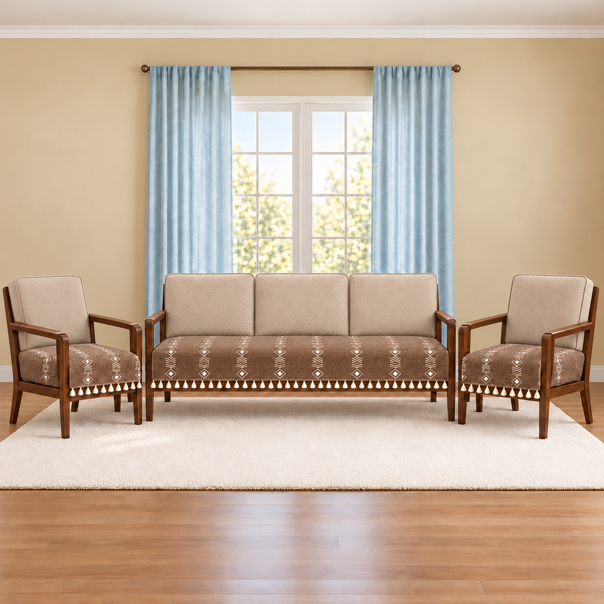 3+1+1 Sofa Cover,Beige Arrow