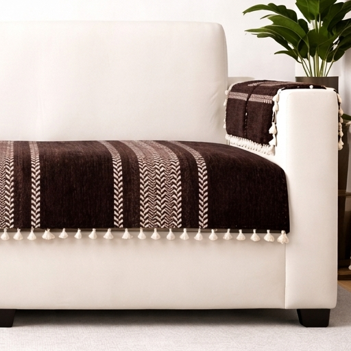 4 Seater Half (96x30 Inch),Brown (Stripe)
