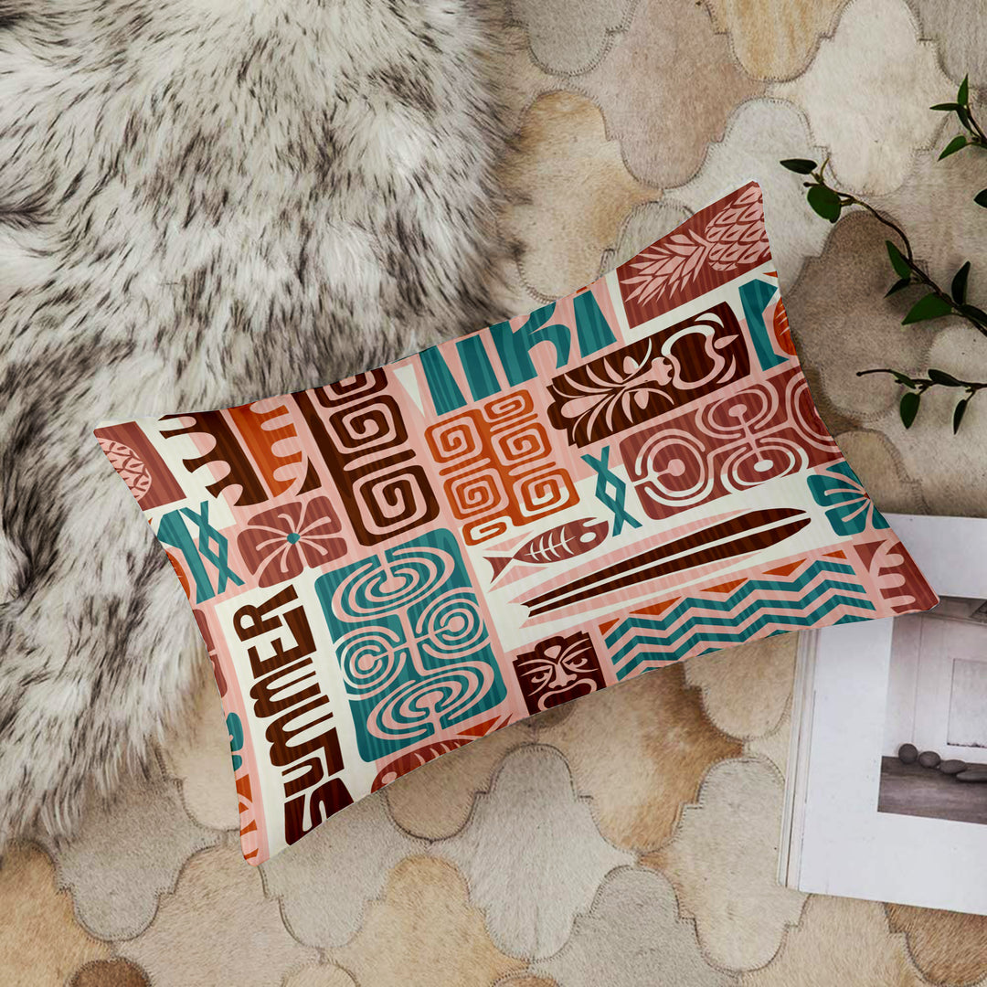 Soft Touch Luxurious Ethnic Printed Cotton Canvas Rectangular Cushion Cover Set of 2