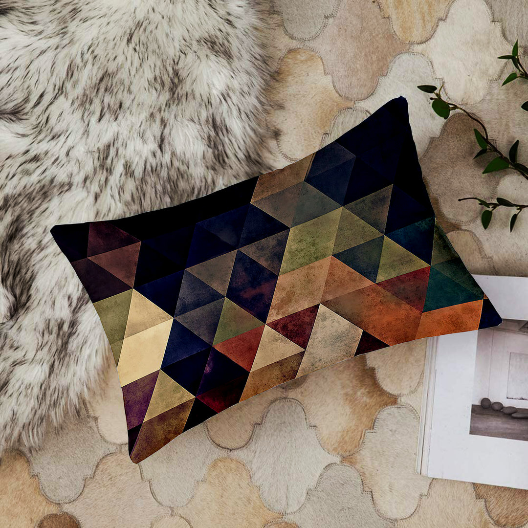 Abstract Geometrical Printed Cotton Rectangular Canvas Cushion Cover Set of 2