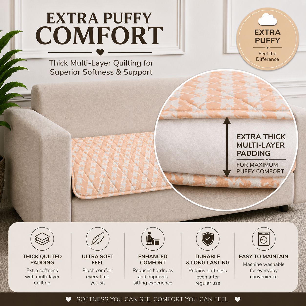 1 Seater (24x30 Inch),Peach Pixel