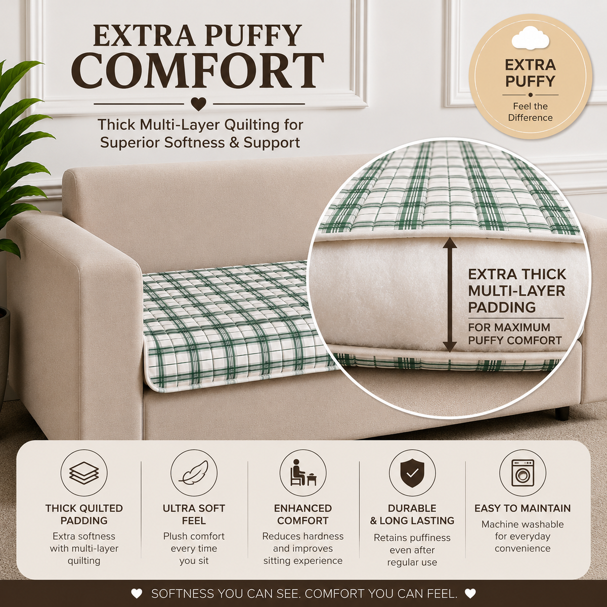 1 Seater (24x30 Inch),Cottage Check