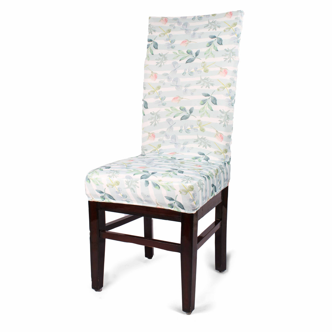 Leafy Stripes Stretchable/Spandex Printed  Chair Cover