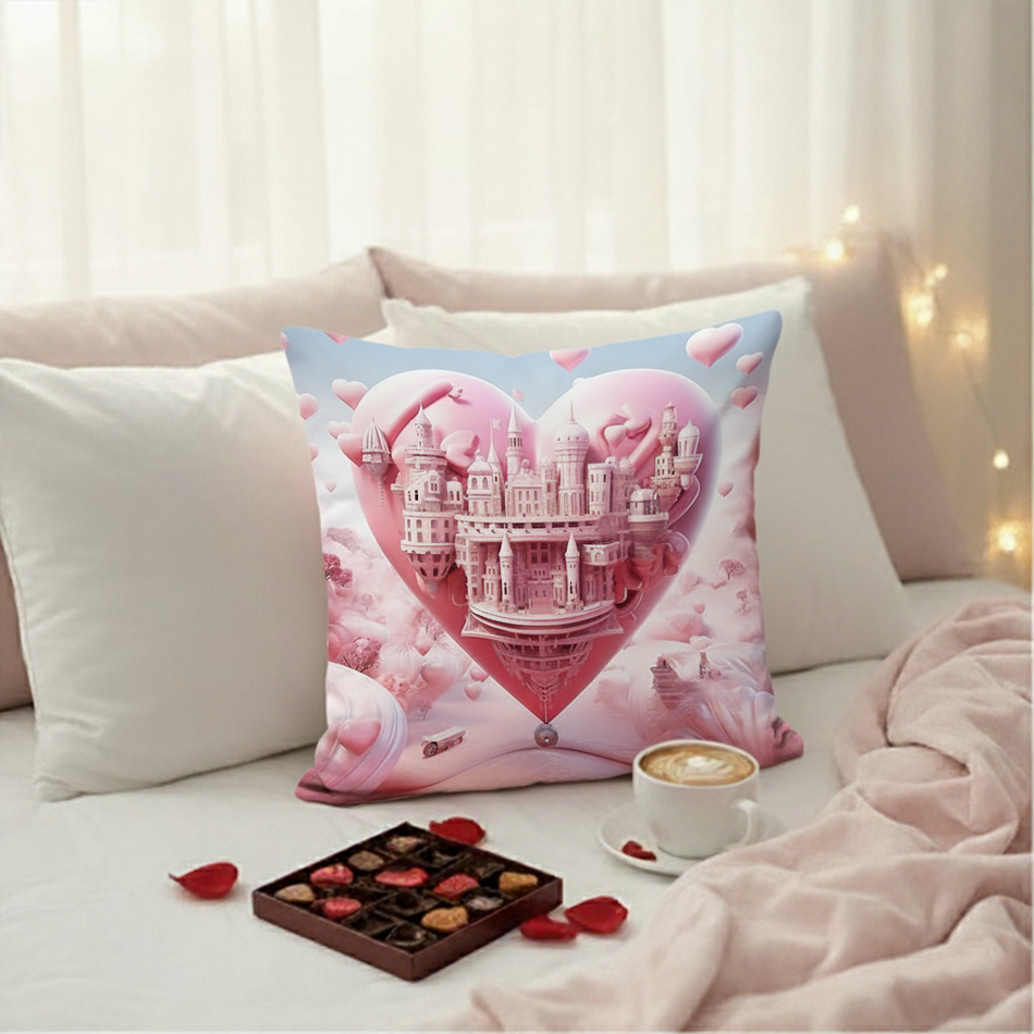 Valentine Dream Castle Cushion Cover (16x16 Inches)