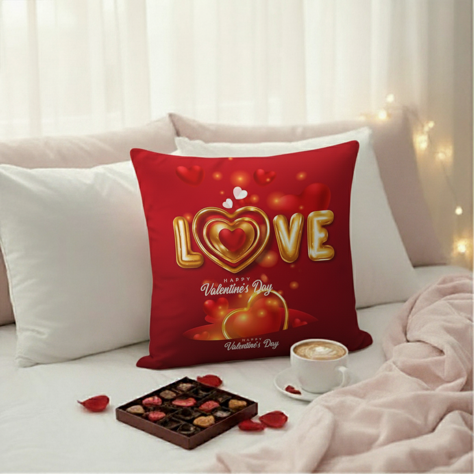 Valentine Luxe Heart Cushion Cover (16x16 Inches)
