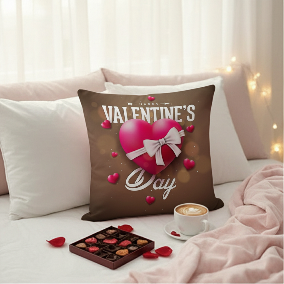 Valentine Heart Elegance Cushion Cover (16x16 Inches)