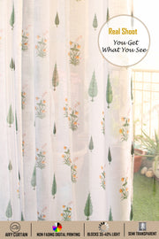 Linen Textured Sheer Curtains, Semi Transparent & Light Filtering Door Curtains with Tieback and Eyelets, Pack of 1