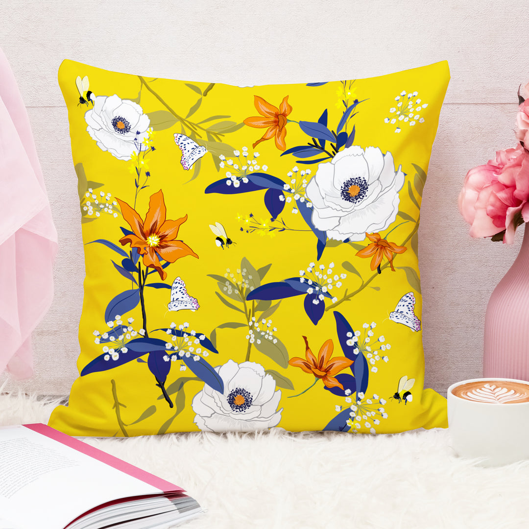 Soft Touch Luxurious Printed Floral Cotton Canvas Cushion Cover Set of 2