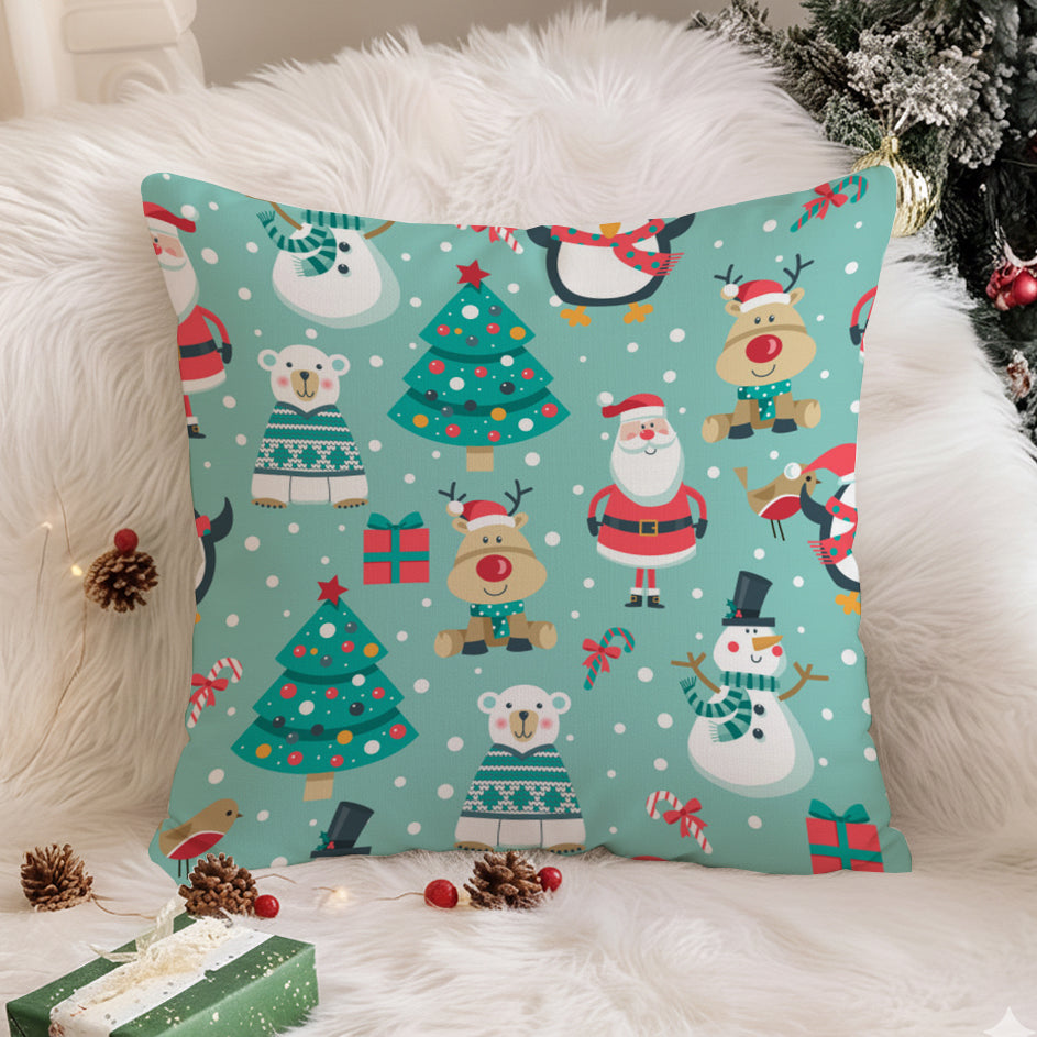 Merry Christmas Decorative Cushion Cover – Winter Wonderland Design