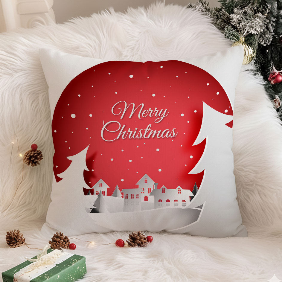 Merry Christmas Red Cushion Cover – 16x16 Inches