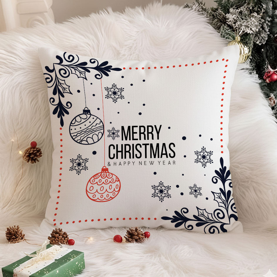 Minimal Christmas Design Cushion Cover - 16x16 Inches
