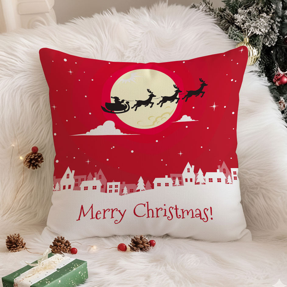 Premium Merry Christmas Red Cushion Cover – 16x16 Inches
