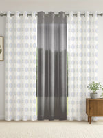 Load image into Gallery viewer, Set of 3 Door Curtains | 2 Geometric Printed + 1 Solid Sheer for Bedroom Living room | Grey

