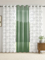 Load image into Gallery viewer, Set of 3 Window Curtains | 2 Geometric Printed + 1 Solid Sheer for Bedroom Living room | Olive
