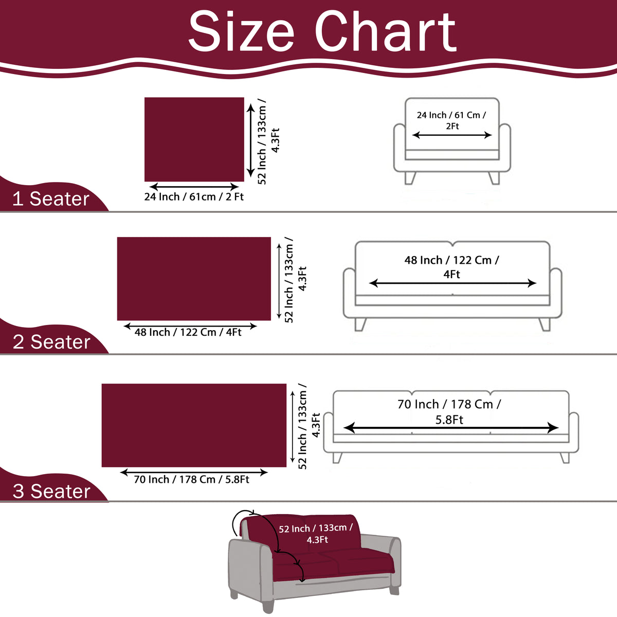 2 Seater Full (48x60 Inch),Turquoise