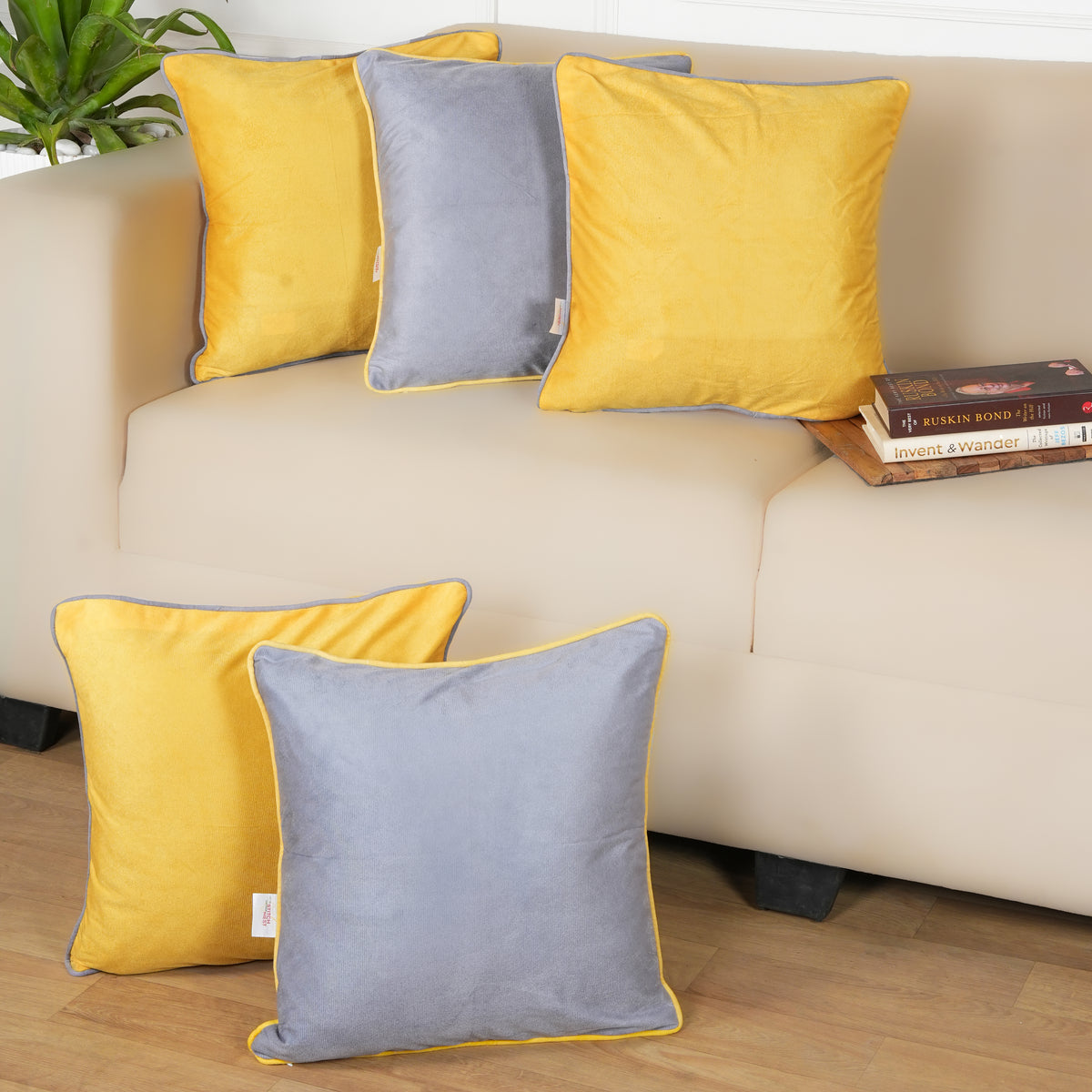 Set of 5 (16x16 inches),Yellow