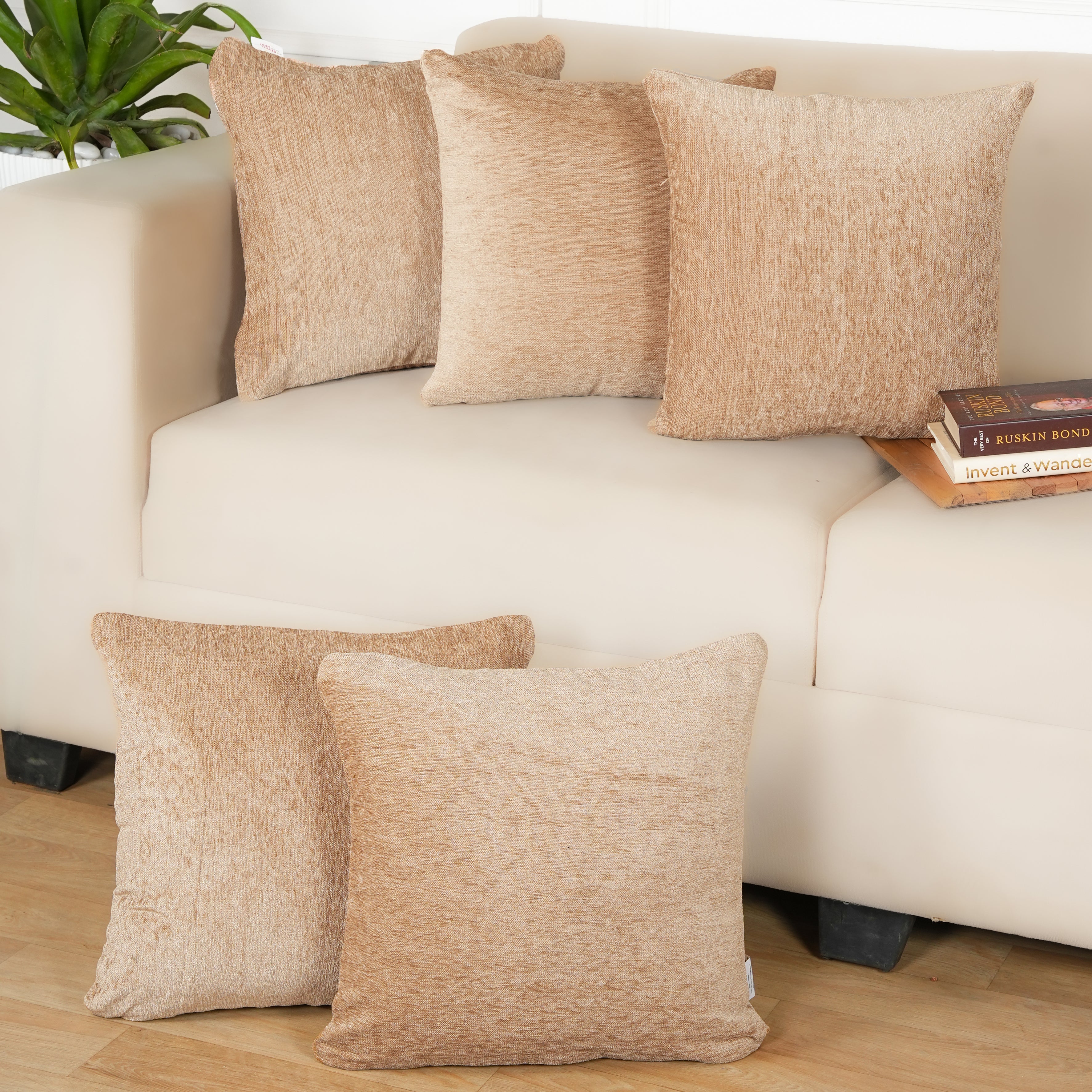 Set of 5 (16x16 inches),Dark Beige