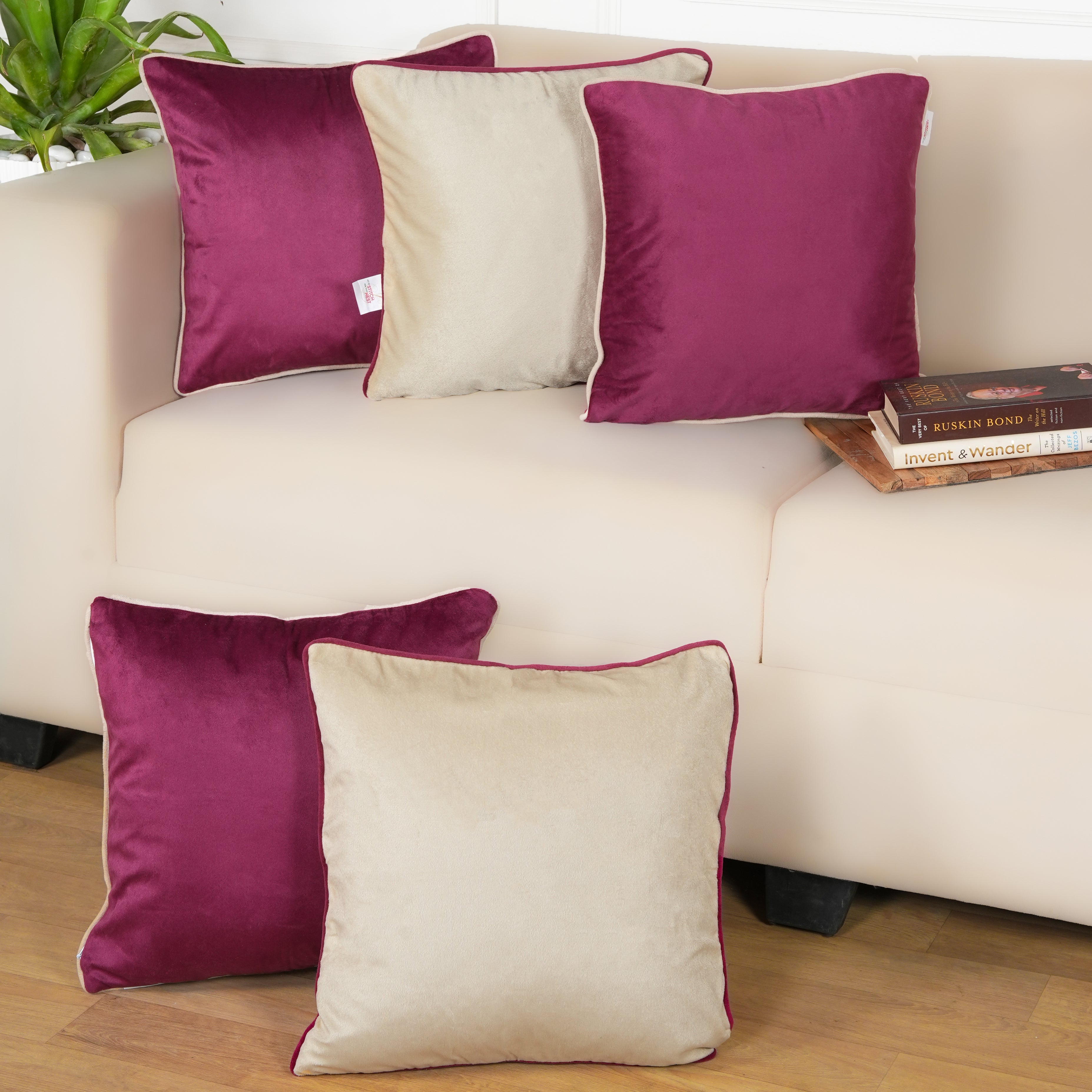 Set of 5 (16x16 inches),Maroon