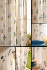 Load image into Gallery viewer, Linen Textured Sheer Curtains, Semi Transparent &amp; Light Filtering Door Curtains with Tieback and Eyelets, Pack of 1