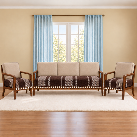 3+1+1 Sofa Cover,Brown Stripe