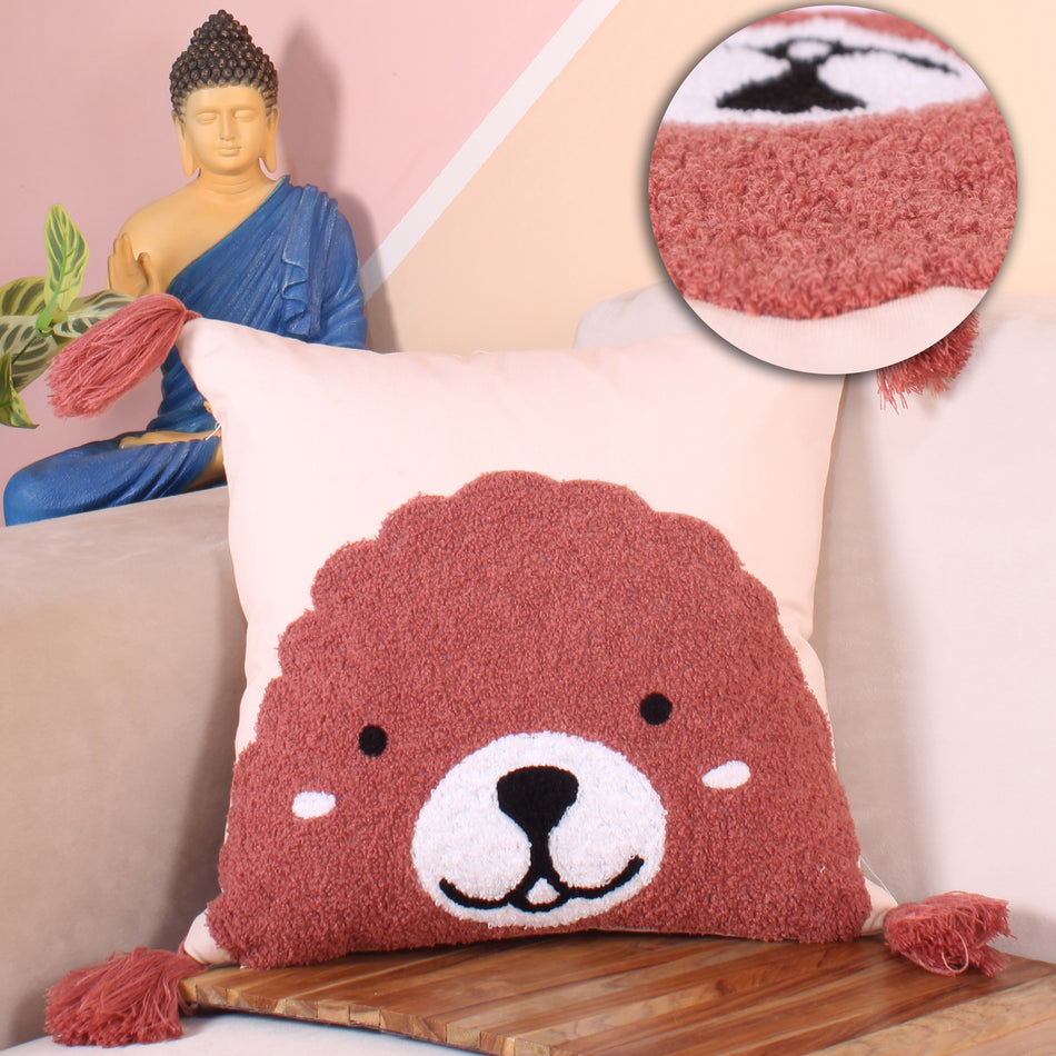Adorable Bear Face Cushion Cover – 16×16 Inches