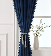 Smooth Textured Velvet Curtains, Premium & Elegant Door Curtains with Tieback and Eyelets (Blue)