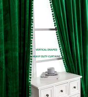 Smooth Textured Velvet Curtains, Premium & Elegant Door Curtains with Tieback and Eyelets (Green)