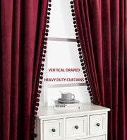 Smooth Textured Velvet Curtains, Premium & Elegant Door Curtains with Tieback and Eyelets (Maroon)