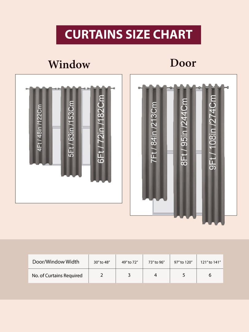Set of 3 Door Curtains | 2 Geometric Printed + 1 Solid Sheer for Bedroom Living room | Grey