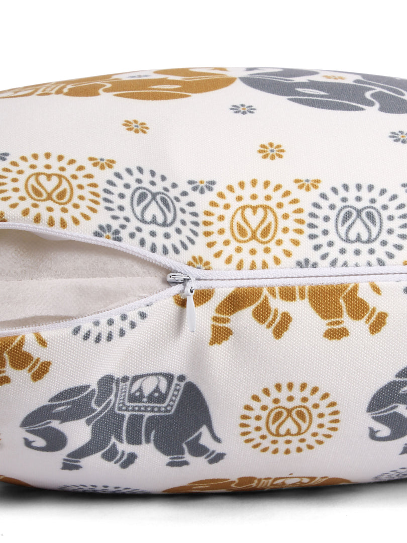 Both Side Block Print Elephant Cushion Cover Set of 2