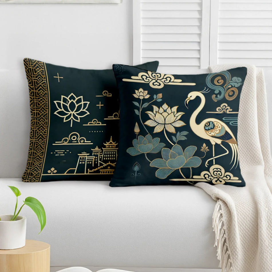 Satin Ethnic Moon Cushion Covers, Living Room & Festive Decor - Set of 2 and 5