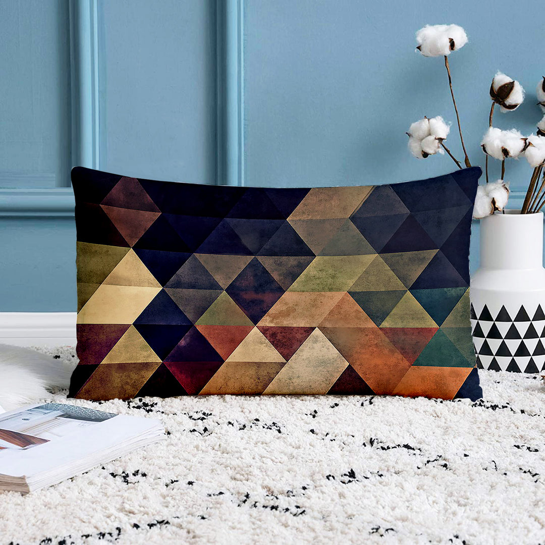 Abstract Geometrical Printed Cotton Rectangular Canvas Cushion Cover Set of 2