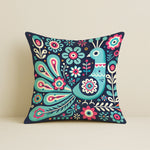 Load image into Gallery viewer, Satin Folk Art Peacock &amp; Botanical Motif Cushion Covers | 24x24 Inches | Set of 2

