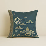 Load image into Gallery viewer, Elegant Satin Cushion Covers – Lotus Pattern &amp; Gold Detailing for Ethnic Interiors | 16x16 Inches | Set of 5
