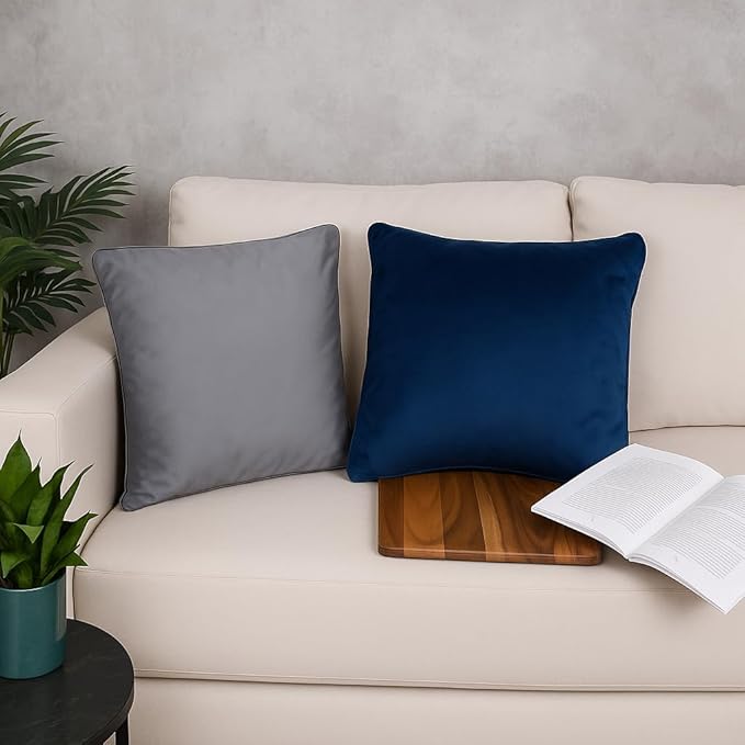 Luxury Velvet Cushion Covers with Elegant Piping – Double-Sided, Available in Sets of 2 & 5