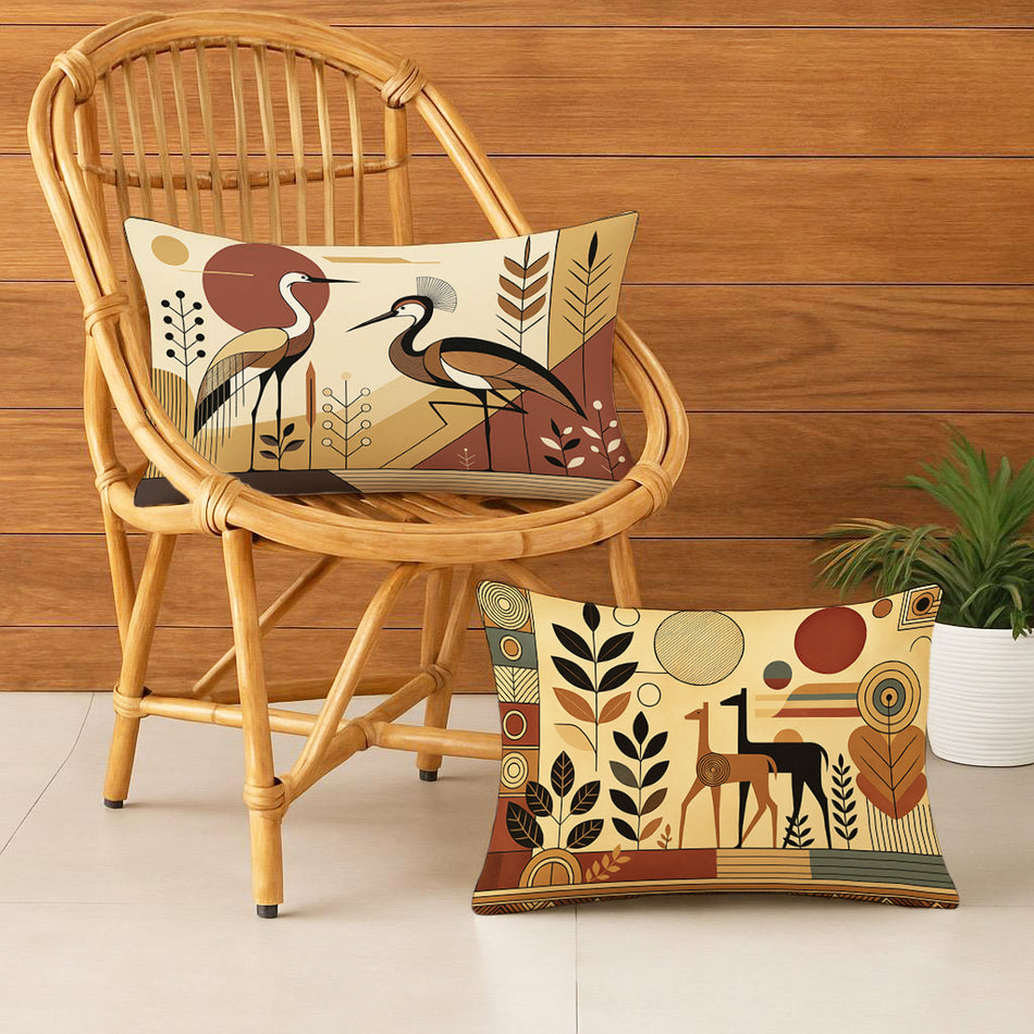 Satin Ethnic Suntrail Cushion Covers, Living Room & Festive Decor - Set of 2 and 5