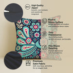 Load image into Gallery viewer, Satin Folk Art Peacock &amp; Botanical Motif Cushion Covers | 24x24 Inches | Set of 2
