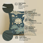 Load image into Gallery viewer, Elegant Satin Cushion Covers – Lotus Pattern &amp; Gold Detailing for Ethnic Interiors | 16x16 Inches | Set of 5
