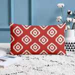 Load image into Gallery viewer, Red Geometrical Ikat Ethnic Printed Canvas Cotton Cushion Covers, Red Set of 2 (12 x 18 Inches)