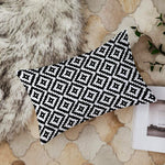 Load image into Gallery viewer, Geometric Black and White Printed Canvas Cotton Rectangular Cushion Cover, Set of 2 ( 12 x 18 Inches )