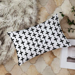 Load image into Gallery viewer, Geometric Black and White Printed Canvas Cotton Rectangular Cushion Cover, Set of 2 ( 12 x 18 Inches )