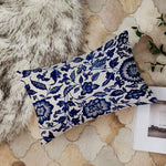 Load image into Gallery viewer, Ethnic Blue Printed Canvas Cotton Rectangular Cushion Covers, Set of 2
