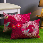 Load image into Gallery viewer, Pink Floral Bird Printed Canvas Cotton Rectangular Cushion Covers, Set of 2
