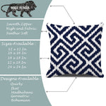 Load image into Gallery viewer, Ikat Blue Geometric Printed Cotton Canvas Cushion Cover Pack of 2 ( 24 x 24 Inches )
