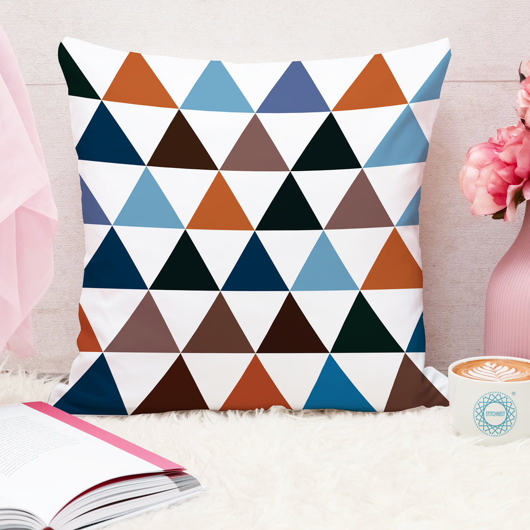 Geometrical Multi color Printed Canvas Cotton Cushion Covers, Set of 2 (24 x 24 Inches)