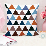 Geometrical Multi color Printed Canvas Cotton Cushion Covers, Set of 2 (24 x 24 Inches)