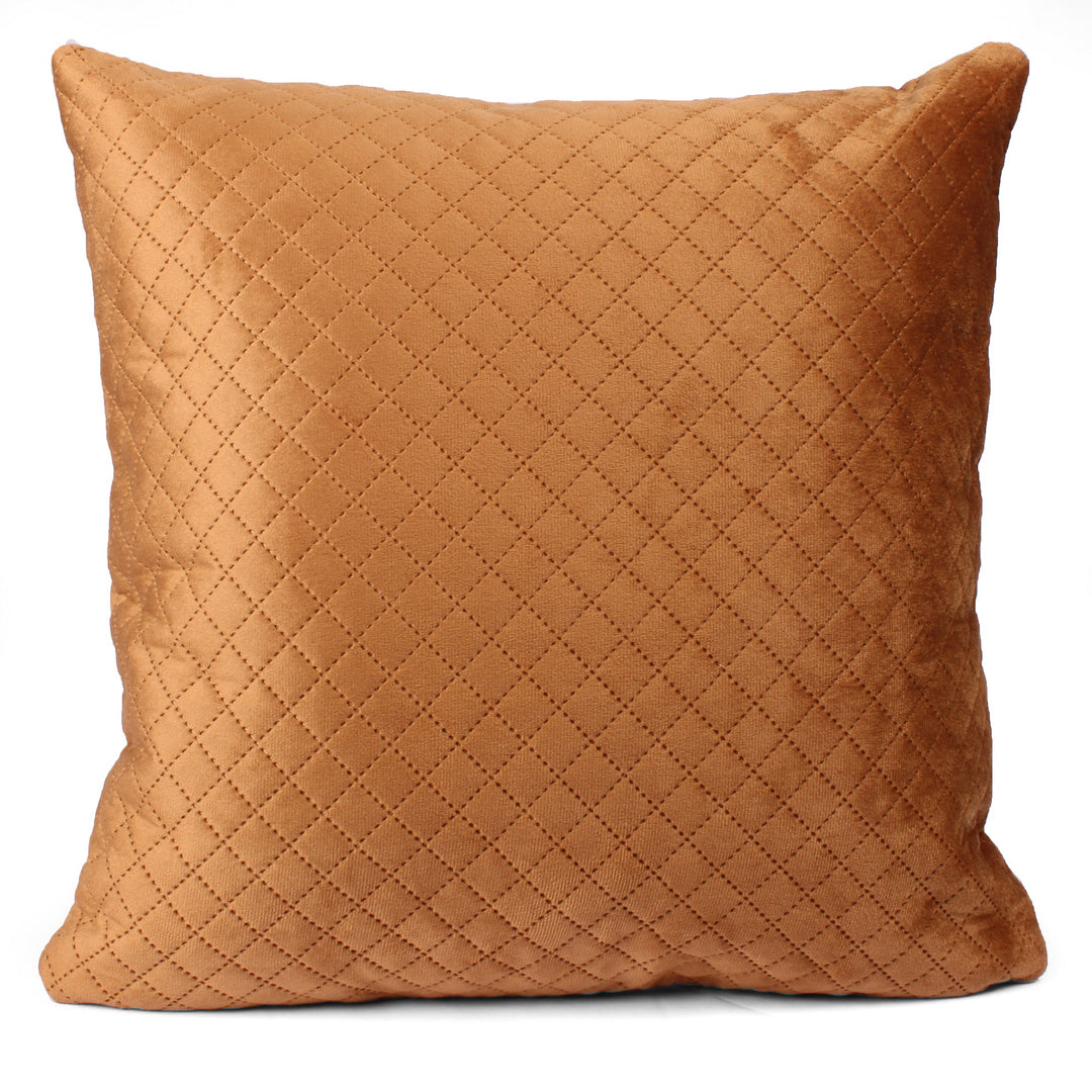 Both Side Quilted Velvet Cushion Cover (Set of 2), Brown