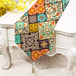 Load image into Gallery viewer, Geometric Cotton Canvas Table Runner With Tassel