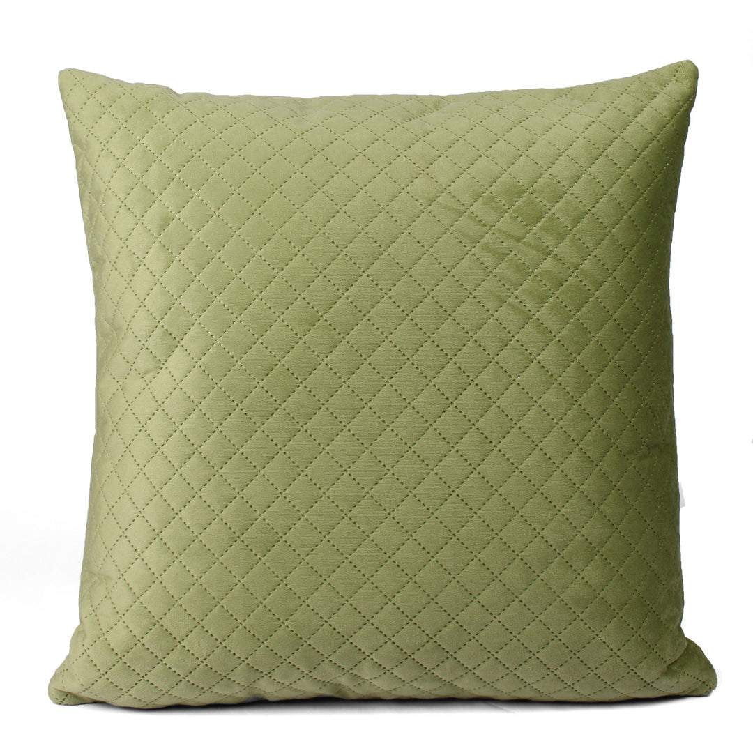 Both Side Quilted Velvet Cushion Cover (Set of 2), Mehndi
