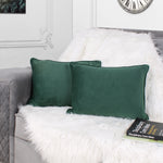 Load image into Gallery viewer, Velvet Cushion Cover with Piping - Perfect for Home Décor Rectangular Set of 2 ,Green
